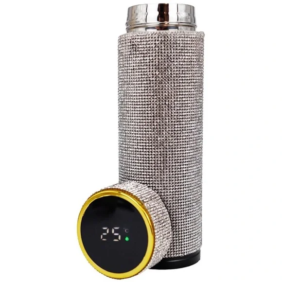 Rhinestone Embellished Insulated Stainless Steel Tumbler Thermal Coffee Cup - Picture 6 of 11